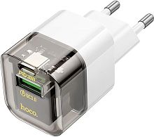 картинка сзу hoco (6942007609821) 1usb+1type-c 3.0a qc3.0 pd 30w transparent black от магазина Tovar-RF.ru