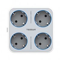 картинка tessan ts-302-de grey сетевой фильтр с 4 розетками 220в и 3 usb портами и кнопкой питания {80001839} от магазина Tovar-RF.ru