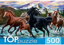 картинка мозаика toppuzzle пазлы 500 элементов. хтп500-6812 табун лошадей в горах пп-00099038 от магазина Tovar-RF.ru