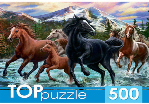 картинка мозаика toppuzzle пазлы 500 элементов. хтп500-6812 табун лошадей в горах пп-00099038 от магазина Tovar-RF.ru