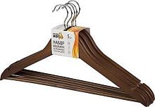 картинка РЫЖИЙ КОТ Набор вешалок деревянных с перекладиной, 5 шт, цвет темно-коричневый (107912) РЫЖИЙ КОТ Набор вешалок деревянных с перекладиной, 5 шт, цвет темно-коричневый (107912) от магазина Tovar-RF.ru