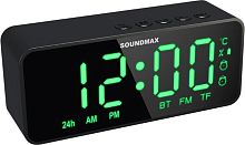 картинка РАДИОЧАСЫБУДИЛЬНИК SOUNDMAX SM-1520B черный \зеленый от магазина Tovar-RF.ru