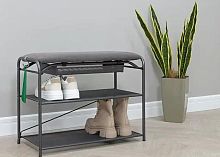 картинка Подставка для обуви ЗМИ Подставка для обуви Гранада 23В_НБК с сиденьем и ящиком, ткань нубук (Графит) ПДОГ23ВНБК ГР от магазина Tovar-RF.ru