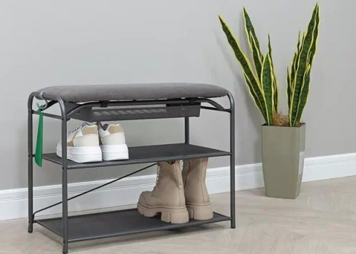 картинка Подставка для обуви ЗМИ Подставка для обуви Гранада 23В_НБК с сиденьем и ящиком, ткань нубук (Графит) ПДОГ23ВНБК ГР от магазина Tovar-RF.ru