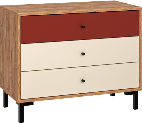 картинка Модульная мебель МЕБЕЛЬ-КОМПЛЕКС JAM Комод 3Я Дуб крафт табачный/Сатин/Терракот МЕБЕЛЬ-КОМПЛЕКС JAM Комод 3Я Дуб крафт табачный/Сатин/Терракот от магазина Tovar-RF.ru