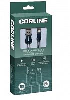 картинка кабель carline cab02121 usb-lightning 2.1а 1 метр тканевая оплетка от магазина Tovar-RF.ru