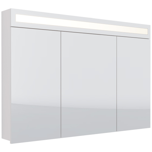 картинка Шкаф зеркальный UNI, 120 см, 3 дверцы, 6 стеклянных полок, с LED-подсветкой и выключателем, белый магазин Tovar-RF.ru являющийся официальным дистрибьютором в России фото 4 картинка Шкаф зеркальный UNI, 120 см, 3 дверцы, 6 стеклянных полок, с LED-подсветкой и выключателем, белый от магазина Tovar-RF.ru фото 4