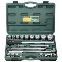 картинка Набор торцовых головок KRAFTOOL "INDUSTRIE QUALITAT" (3/4"), Cr-V, пластиковый кейс, 20 предметов [27895-H20_z01] от магазина Tovar-RF.ru