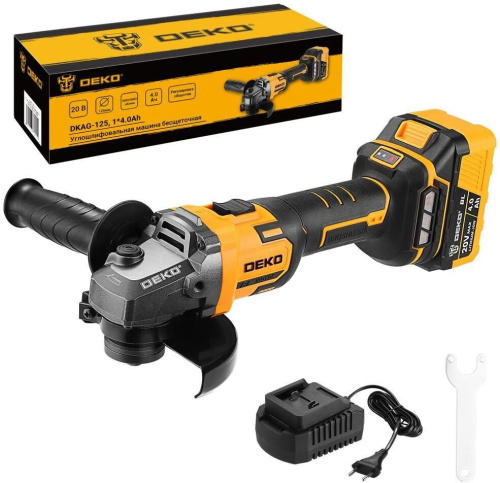 картинка Углошлифовальная машина бесщеточная DEKO DKAG-125, 20В, 1*4.0Ач 083-1063 DEKO DKAG-125, 20В, 1*4.0Ач 083-1063 от магазина Tovar-RF.ru