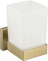 картинка GFMARK 93005 Стакан стеклянный матовый, с креплением к стене из нержавеющей стали, с квадратным основанием, цвет МАТОВОЕ ЗОЛОТО от магазина Tovar-RF.ru