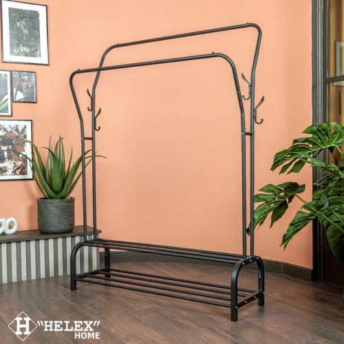 картинка HELEX Двойная напольная вешалка для одежды W-21, чёрная от магазина Tovar-RF.ru