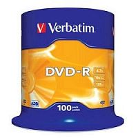 картинка verbatim  диски dvd-r  4.7gb 16-х, 100 шт, cake box (43549) от магазина Tovar-RF.ru
