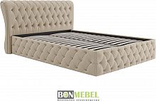 картинка Мебель для спальни BONMEBEL Камелия Кровать с пуговицами 1600 с подъемным механизмом велюр бежевый (3 кор.) от магазина Tovar-RF.ru