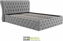картинка Мебель для спальни BONMEBEL Камелия Кровать с пуговицами 1600 с подъемным механизмом велюр серый (3 кор.) от магазина Tovar-RF.ru