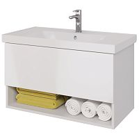 картинка Тумба PERFECTO, 90 см, подвесная, 1 ящик, push-to-open, белый глянец от магазина Tovar-RF.ru
