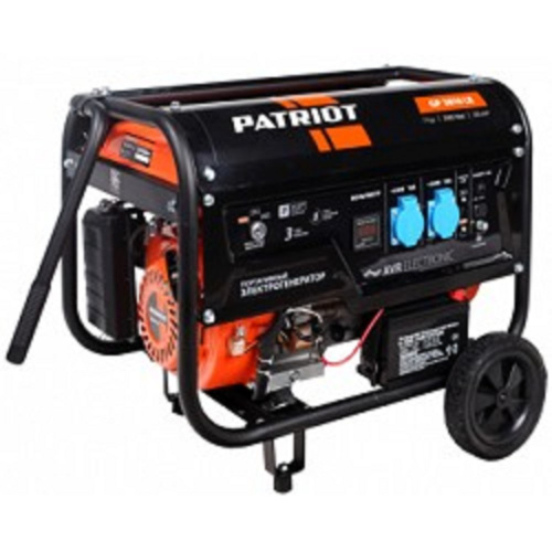 картинка Генератор бензиновый PATRIOT  GP 3810LE [474101550] {Двигатель: 4т, OHV, АИ-92, 210 сс, 7.0 л.с; Мощность ном/макс: 2.8/3.0 кВт; Объём бака: 15 л;Розетки: 2 евро 16А; Вес: 49 кг;} от магазина Tovar-RF.ru
