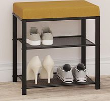 картинка Банкетка ЗМИ Банкетка Торонто 13S (TORONTO 13S banquet&shoes) цвет каркаса черный, цвет сиденья горчичный БТ13СЧГ от магазина Tovar-RF.ru