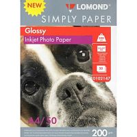 картинка LOMOND 0102147 Фотобумага Simply  A4/200г/м2/50л./белый CIE148% глянцевое для струйной печати от магазина Tovar-RF.ru