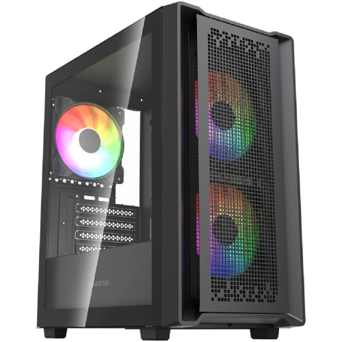 картинка Powercase Корпус Mistral SM04 ARGB, Tempered Glass, Front Nylon Filter, 3x120mm ARGB PWM fans, чёрный, mATX  (CMMSM04B-A3) от магазина Tovar-RF.ru