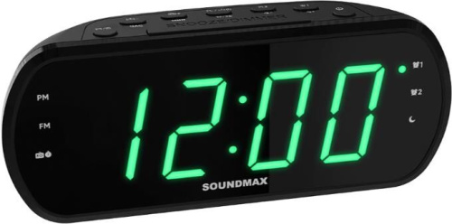 картинка Радиочасы SOUNDMAX SM-1562U(черный с зеленым) от магазина Tovar-RF.ru