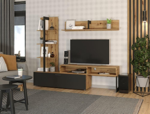 картинка Гостинная JUNO гостиная Дуб Артизан/Черный 71296595 (2 кор.) НК-МЕБЕЛЬ JUNO гостиная Дуб Артизан/Черный 71296595 (2 кор.) от магазина Tovar-RF.ru