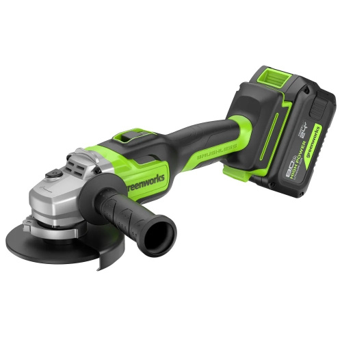 картинка Greenworks GD24AG 24В Угловая шлифовальная машина акк, б/щет, 125 мм, 10500 об/мин,1х8Ач,ЗУ,кор [3200207CUH] от магазина Tovar-RF.ru