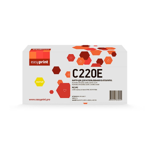картинка картридж easyprint lr-spc220e y для ricoh aficio sp c220/c221/c240 (2300 стр.) желтый, с чипом, 406055 магазин Tovar-RF.ru являющийся официальным дистрибьютором в России картинка картридж easyprint lr-spc220e y для ricoh aficio sp c220/c221/c240 (2300 стр.) желтый, с чипом, 406055 от магазина Tovar-RF.ru