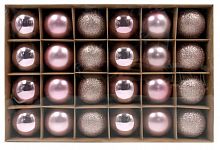картинка Набор ёлочных шаров WINTER GLADE Набор ёлочных шаров пластик, 6 см, 24 шт, розовый микс, 6024G006 от магазина Tovar-RF.ru