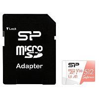 картинка флеш карта microsdxc 512gb silicon power sp512gbstxdv3v20sp superior v30 + adapter от магазина Tovar-RF.ru