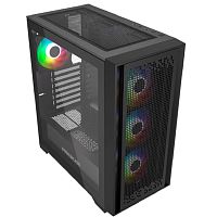 картинка powercase byteflow black, tempered glass, 4x 120mm argb fans, argb hub, чёрный, atx  (cbfb-a4) от магазина Tovar-RF.ru