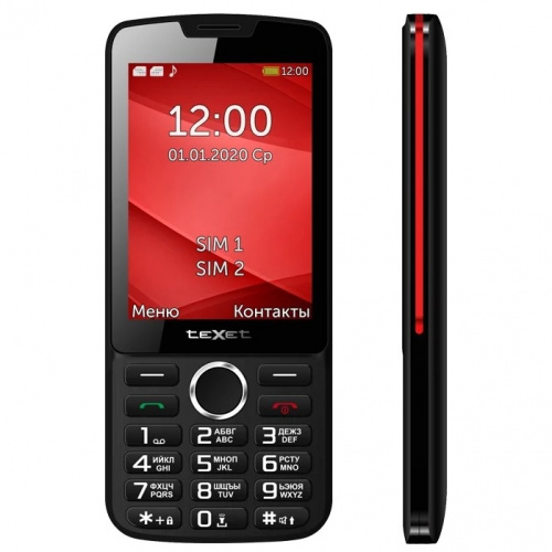 картинка texet tm-308 мобильный телефон цвет черный-красный от магазина Tovar-RF.ru