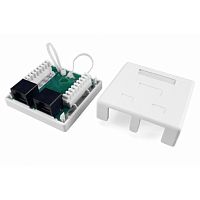 картинка hyperline sb1-2-8p8c-c5e-wh розетка компьютерная rj-45(8p8c), категория 5e, двойная, внешняя, dual idc от магазина Tovar-RF.ru
