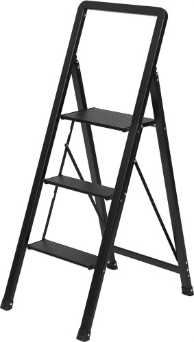 картинка Стремянка MASTER HOUSE Арья (алюминиевая), 3 ступени, цвет черный 84165 от магазина Tovar-RF.ru