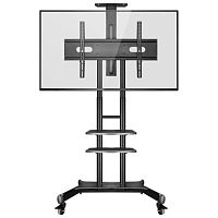картинка Мобильная стойка ONKRON TS1881 BLACK на 1 ТВ/ 55-80" от 200х200 до 800х500, макс нагр 90,9кг, 2 полки, высота 1050-1650мм, черный от магазина Tovar-RF.ru