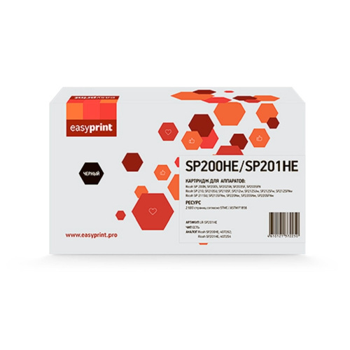 картинка             картридж easyprint lr-sp200he/sp201he для ricoh sp200/210/211/212/220 (2600стр.) черный, с чипом, 407254/407262 от магазина Tovar-RF.ru