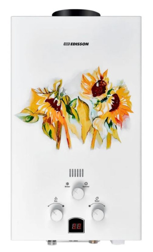картинка водонагреватель газ. edisson e 20 gd (подсолнухи) от магазина Tovar-RF.ru