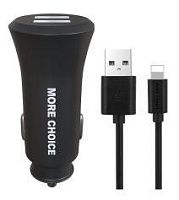 картинка азу more choice (4627151192109) ac23i 2usb 2.4a для 8-pin black от магазина Tovar-RF.ru