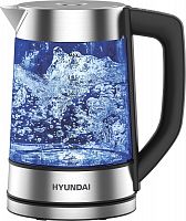 картинка чайник hyundai hyk-g7406 1.7л. 2200вт черный/серебристый (стекло) от магазина Tovar-RF.ru