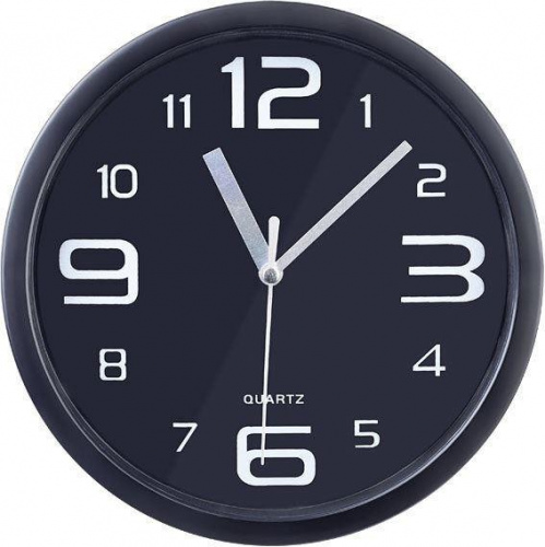 картинка Часы PERFEO (PF_C3042) PF-WC-001 (С1), круглые д. 20 см, чёрный корпус / чёрный циферблат от магазина Tovar-RF.ru