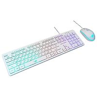 картинка dialog проводной игровой набор kmgk-1707u white gan-kata - клавиатура + опт. мышь с rgb подсветкой от магазина Tovar-RF.ru