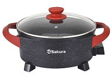 картинка электросковорода sakura sa-7715br master chef 1800-2000вт 30х10см кругл черн/красн от магазина Tovar-RF.ru