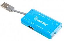 картинка usb-устройство smartbuy (sbrh-750-b) хаб + картридер синий от магазина Tovar-RF.ru