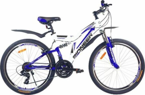 картинка велосипед pioneer comfort 26"/17" white-blue-blackот магазина Tovar-RF.ru