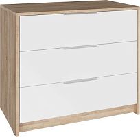картинка Комод МЕБЕЛЬ-КОМПЛЕКС Нордик Комод с 3-мя ящиками Дуб сонома/Белая Аляска от магазина Tovar-RF.ru