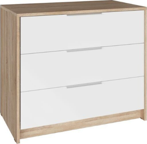 картинка Комод МЕБЕЛЬ-КОМПЛЕКС Нордик Комод с 3-мя ящиками Дуб сонома/Белая Аляска от магазина Tovar-RF.ru