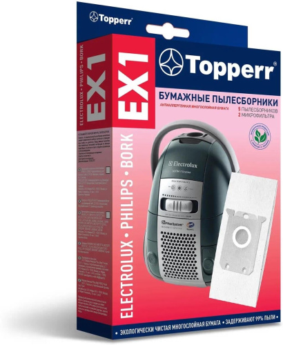 картинка topperr ex 1 пылесборник для пылесоса electrolux clario,excellio,oxygen 5 шт. (1010) магазин Tovar-RF.ru являющийся официальным дистрибьютором в России картинка topperr ex 1 пылесборник для пылесоса electrolux clario,excellio,oxygen 5 шт. (1010) от магазина Tovar-RF.ru