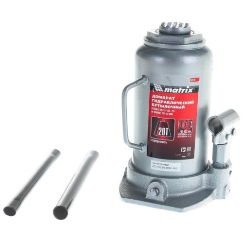картинка matrix домкрат гидравлический бутылочный, 20 т, h подъема 242–452 мм [50731] от магазина Tovar-RF.ru