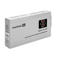 картинка exegate ex291738rus стабилизатор напряжения exegate master av-1500 (1500ва, 140-260в, цифр. индикация вход/вых. напряжения, 220в±8%, кпд 98%, 5 уровней защиты, задержка, метал.корпус, евророзетка, rtl от магазина Tovar-RF.ru