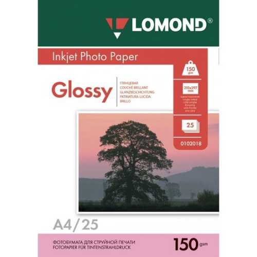 картинка Фотобумага LOMOND Односторонняя Глянцевая, 150г/м2, A4 (21X29,7см) 25л. для струйной печати. 0102043 от магазина Tovar-RF.ru