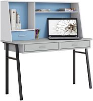 картинка Детская мебель POLINI Стол письменный kids Aviv 1455 с надстройкой и ящиками серый/белый-голубой (4 кор.) POLINI Стол письменный kids Aviv 1455 с надстройкой и ящиками серый/белый-голубой (4 кор.) от магазина Tovar-RF.ru